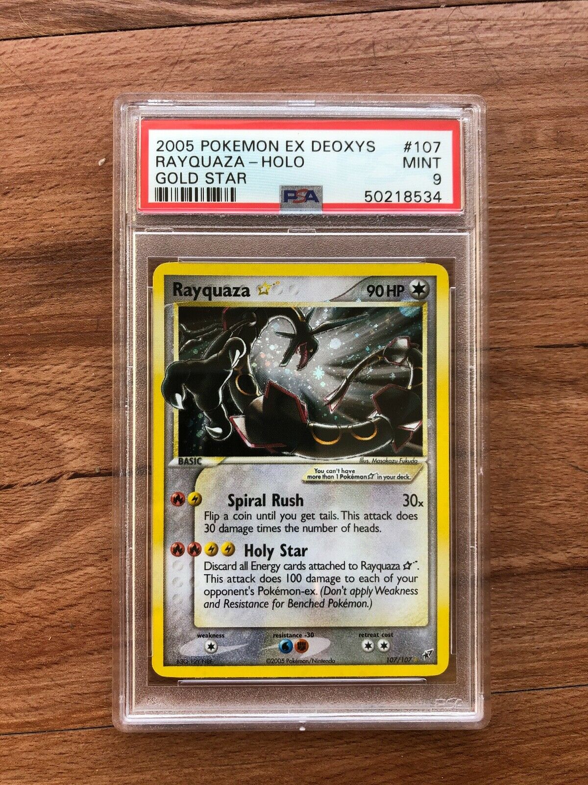 Pokemon Rayquaza Gold Star 107 107 Card PSA9