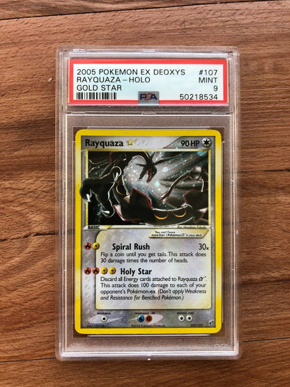 Pokemon Rayquaza Gold Star 107 107 Card PSA9